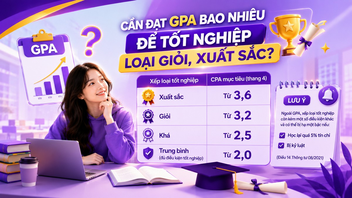 Cần đạt GPA bao nhiêu để tốt nghiệp loại Giỏi, Xuất sắc?