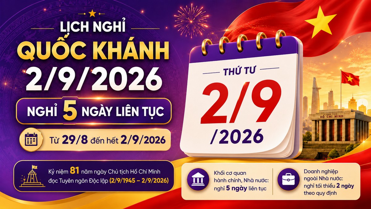 Quốc khánh 2/9/2026 được nghỉ mấy ngày?