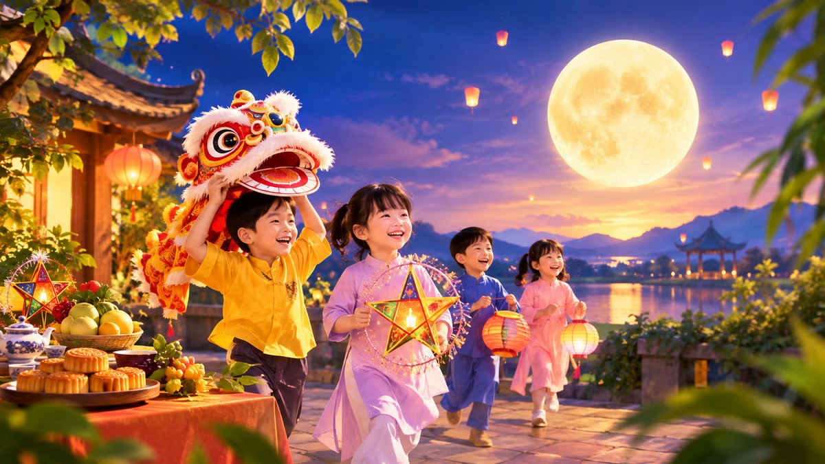 Đêm hội Trung Thu rực rỡ dưới trăng