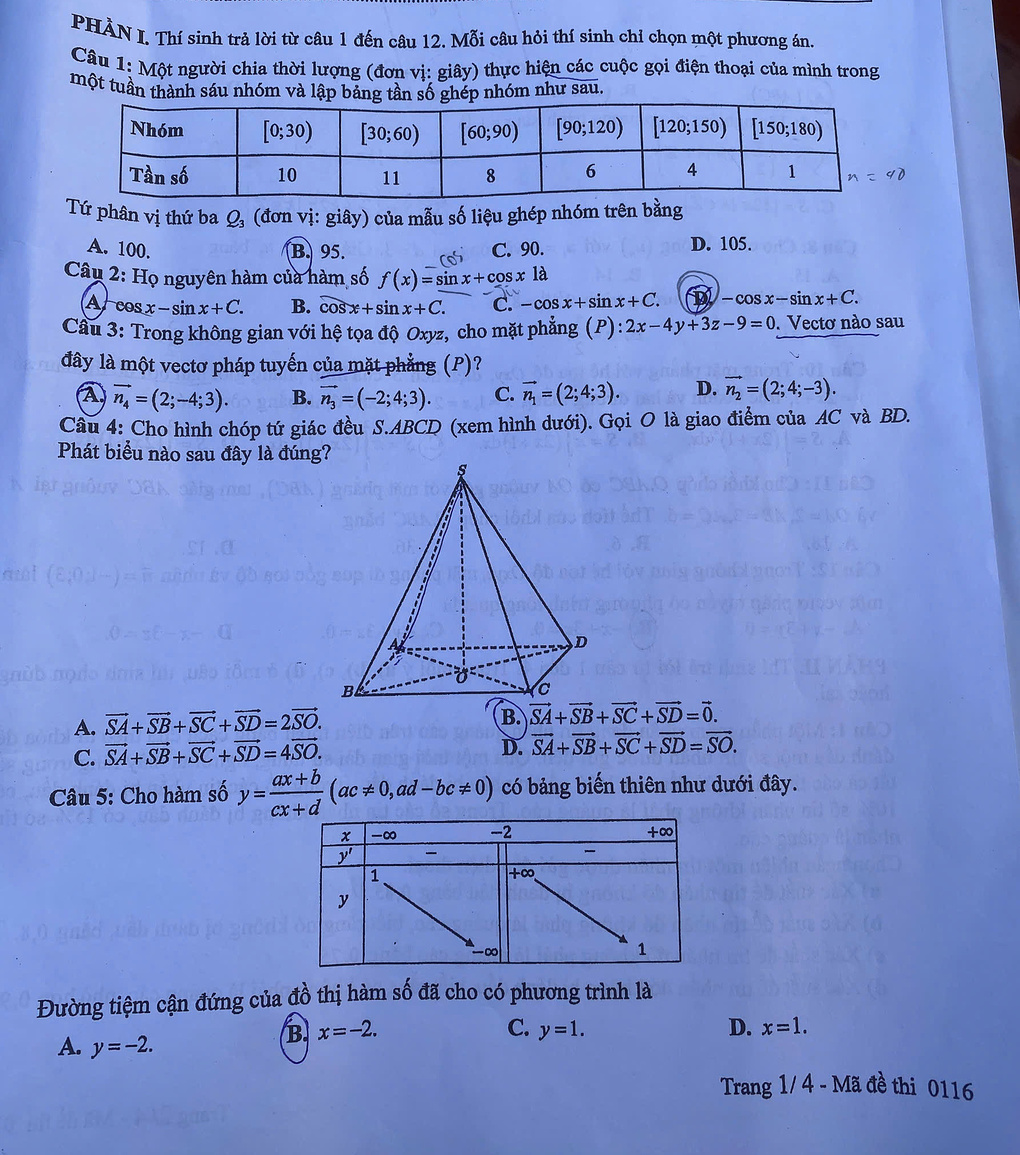 Trang 1 đề thi Toán THPT năm 2025 mã 0116